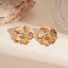 Vintage Gold Color Flower Starfish Geometric Stud Earrings for Women Exquisite Irregular Metal Leaf Earrings Aesthetic Zircon