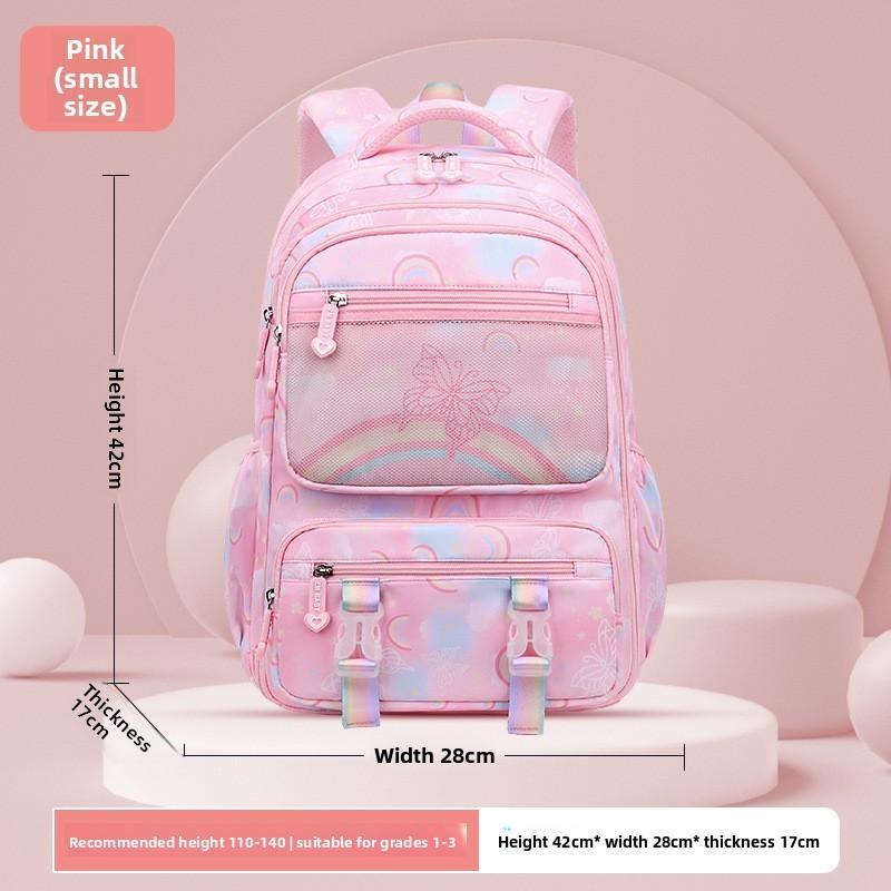 

Sesame Baby Girls School Backpack With Nylon Material And Flower Pattern For Elementary Students Pink Small