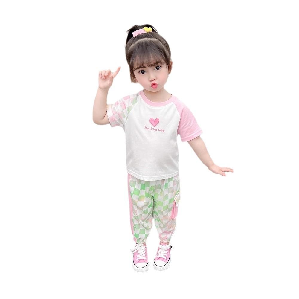 Girls Summer Short Sleeve Sporty Two Piece Outfit