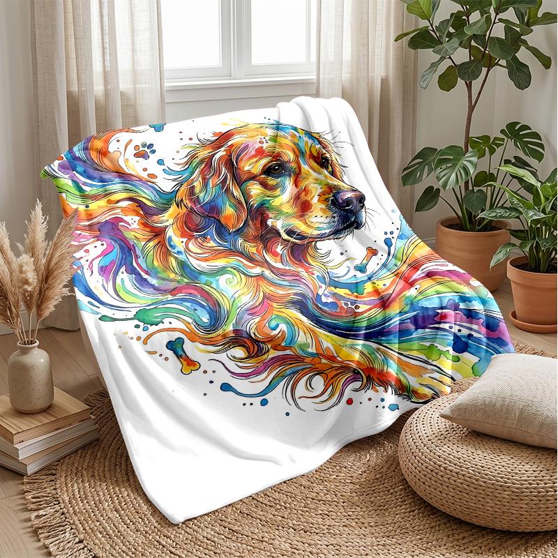 Collection of Dog Faces blanket Personalized Name Flannel Blanket Soft Cozy Plush Throw for Sofa Bed Lightweight Home Decor