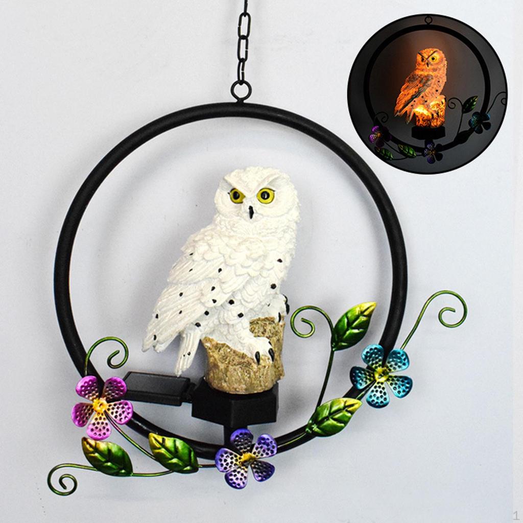 Bird Light Garden Owl Decor Hanging Decorative Figurine Ornament LED Memorial Solar Power