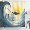 Artistico Blu Navy La Grande Onda Tenda da Doccia Giapponese Asiatica Kanagawa Anime Pittura Decor Impermeabile Set di Tende da Bagno