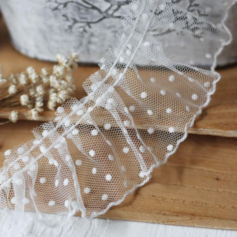 Vintage Mesh Lace Trim Elegant Polka Dot Mesh Ribbon Retro Lace Fabric Ribbon  Dress Accessories