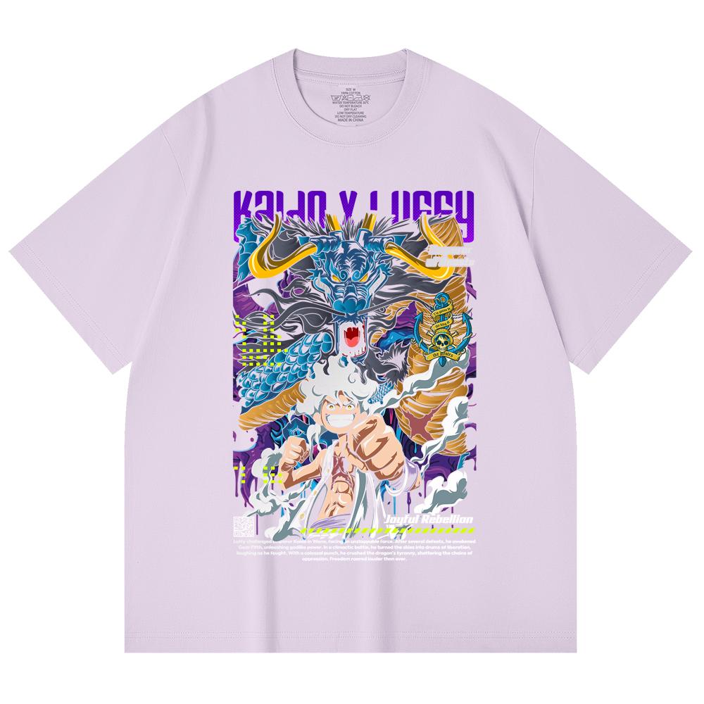T-shirt Unisex Pesante 100% Cotone 230 g/m² Pezzo Unico Stampa V35 Luffy Kaido