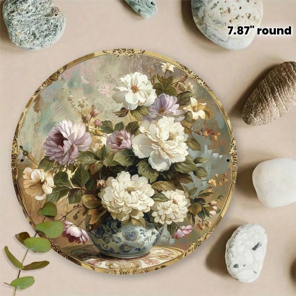 

Металлическое Настенное Искусство Круглый Цветочный Букет Сельский Домашний Декор Золотая Алюминиевая Табличка 7,87 Дюйма Для Офиса Кухни Сада 20x20 разноцветный