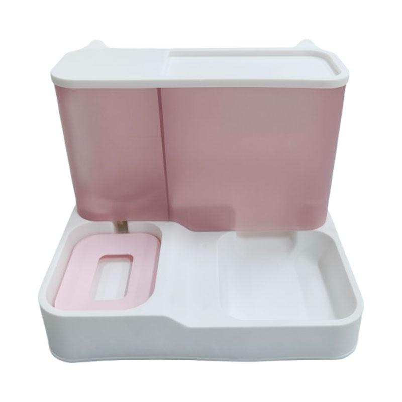 

Корм для домашних кошек Автоматическая кормушка Большая вместимость Миска для питьевой воды Разделение сухого и влажного Контейнер для корма для собак Кошачьи аксессуары розовый