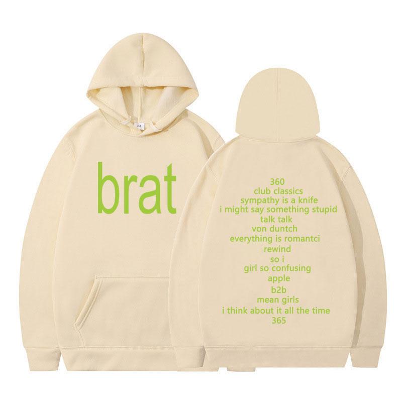 Charli Xcx ze Specjalnym Gościem Shygirl Bluza Brat Album 2025 Trasa Vintage Luźny Codzienny Sweter Odzież Męska_Damska Bluza