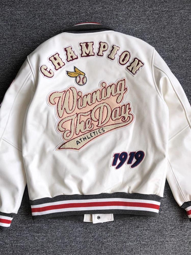 Korean Style Trendy PU Leather Casual Jacket with American Retro Embroidery for Men and Women