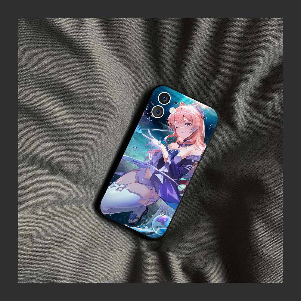 Sangonomiya Kokomi Genshin I-Impact Anime Phone Case For IPhone 17 Air 16 15 14 13 Pro Max 11 12 Black Silicone Cover