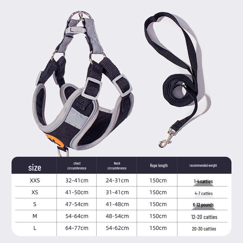 Reflective Adjustable Dog Harness and Leash Set for Small Breeds - Breathable Vest Style
