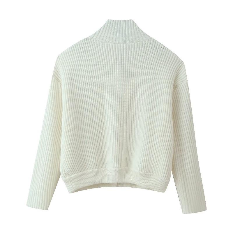 Women Loose Stand Collar Button Knit Cardigan Sweater Coat