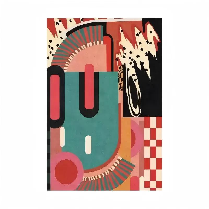 Modern Simple Area Rug for Home Living Room Color Graffiti Carpet Bedroom Rugs Non-slip Flannel Rug Machine Washable Doormat