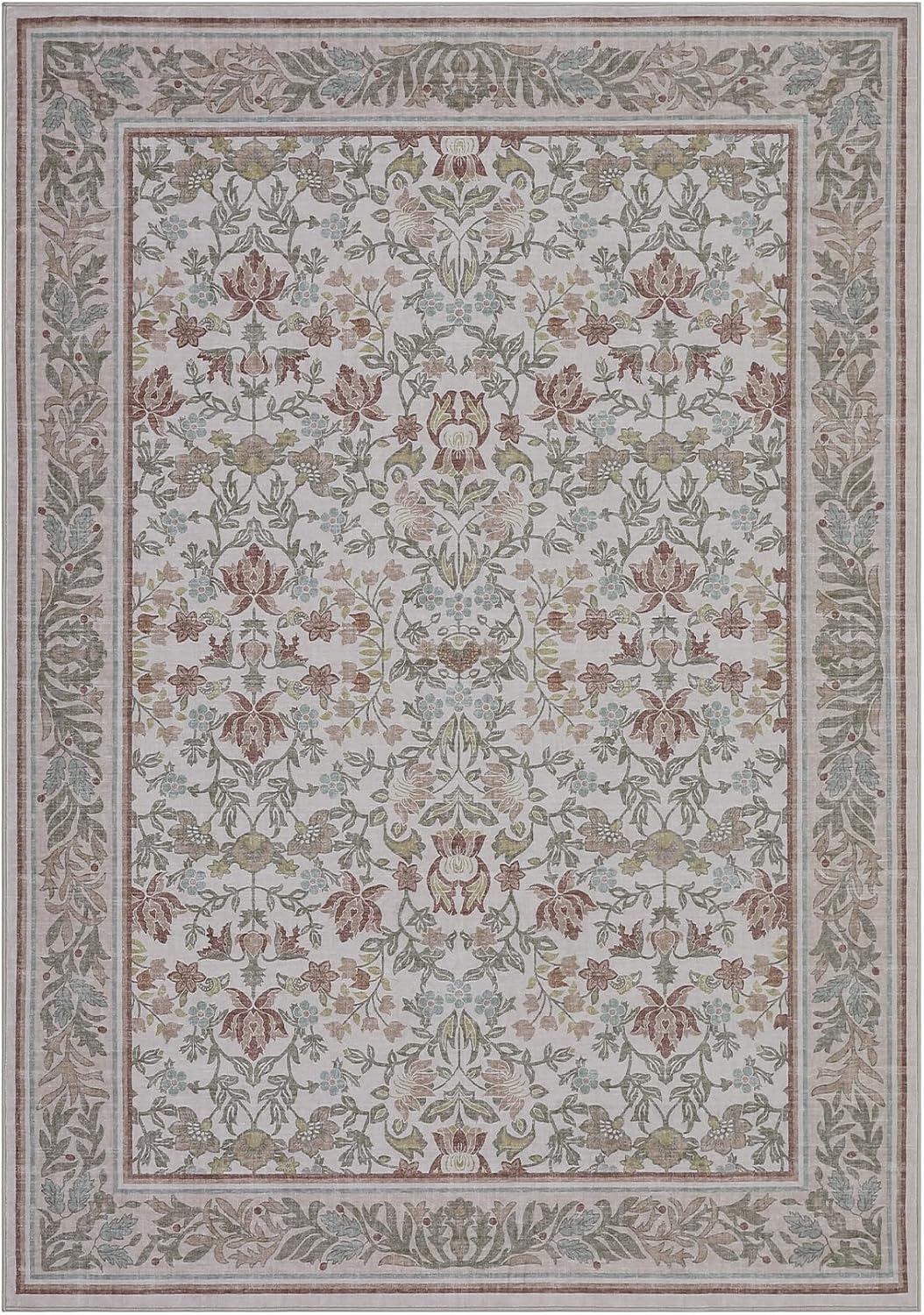 

French Garden Style Area Rug Vintage Floral Print Persian Carpet Exquisitely Elegant Artistic Doormat Retro Luxury Décor Boho 40x60CM