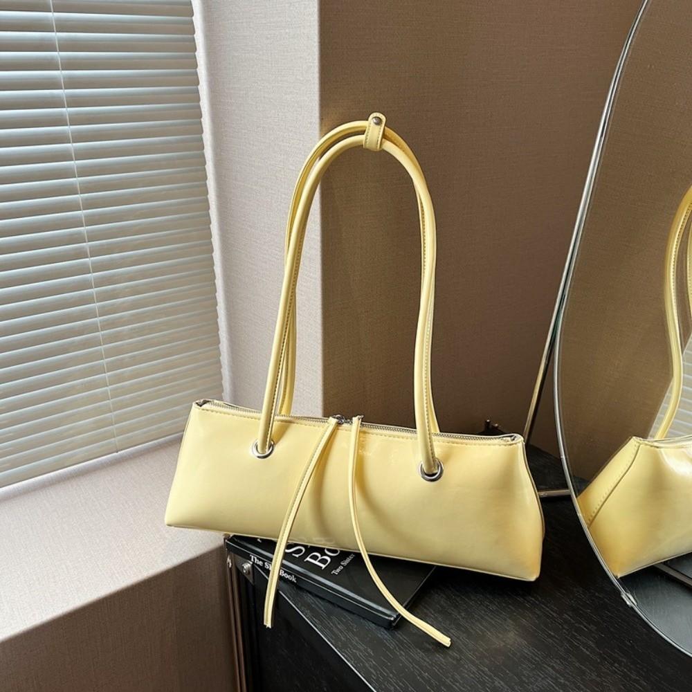 Sweet French Stick Handbag Solid Color Texture Underarm Bags All-match PU Shoulder Bag  Travel