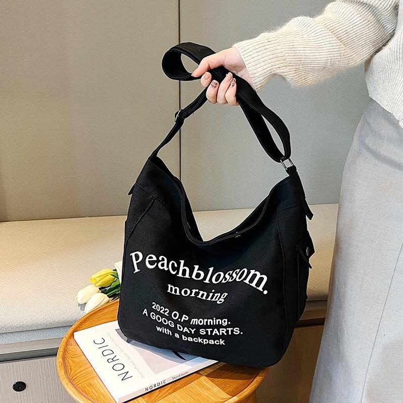 Canvas Bag New Shoulder Bag Stylish and Simple Harajuku Messenger Bag Large Capacity