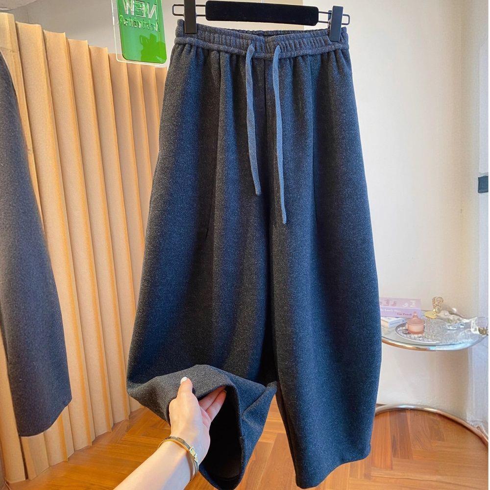 

Women s Grey Korean Style Winter Cropped Drape Pants XL темно серый