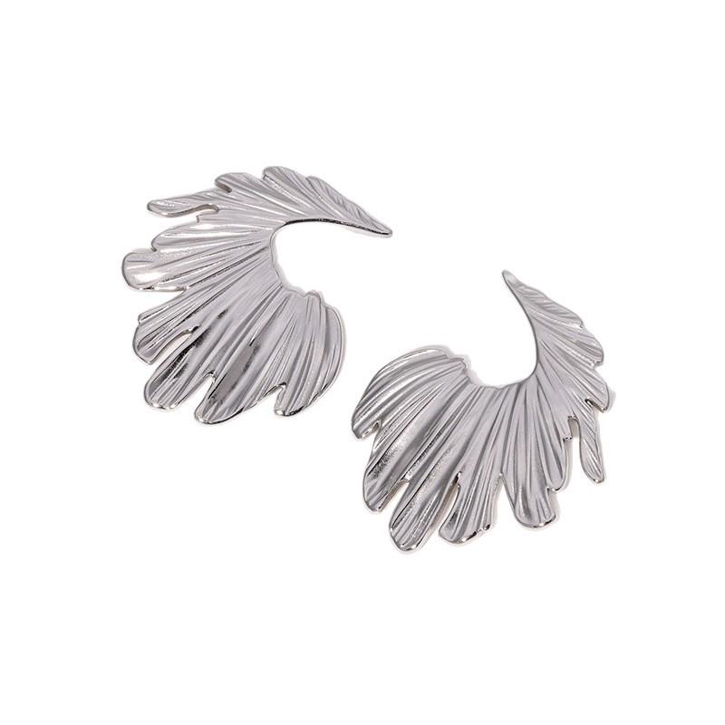 Retro Wing 18k Gold-Titanium Stainless Steel Stud Earrings for Women