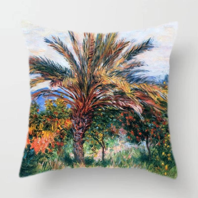 Oil Painting Throw Decorative Pillow Case Landscape Painting Polyester Printing Cushion Cover Sofa Bedroom Chair Home Decor