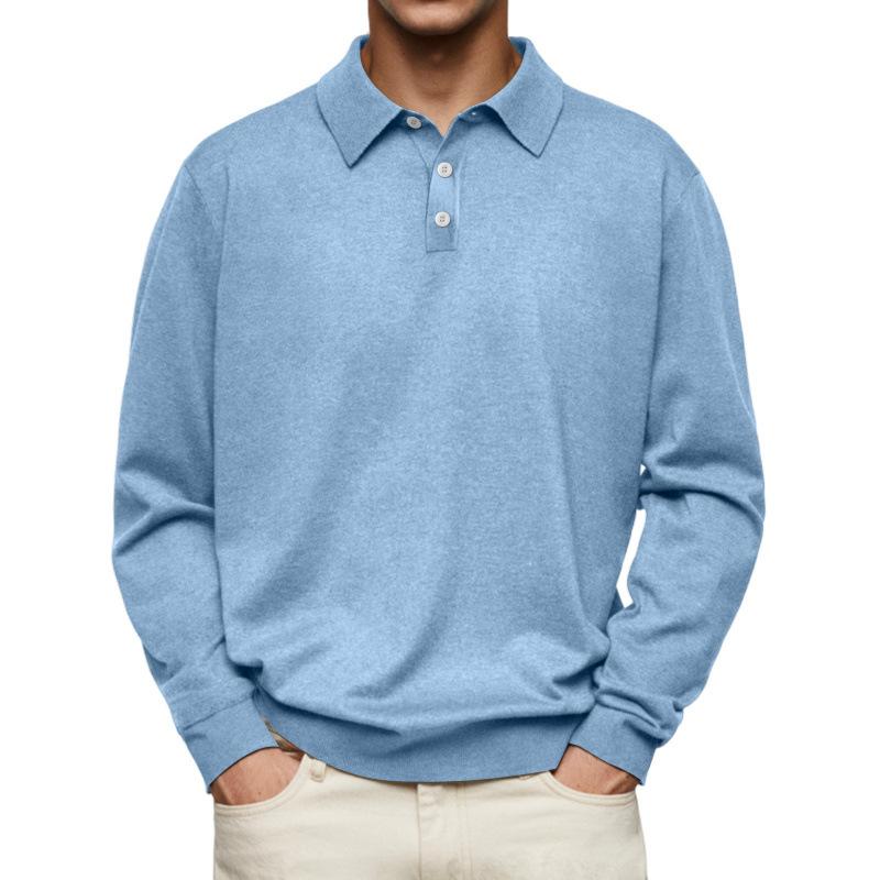 Men S Long Sleeve V Neck Button Casual Polo Shirt S