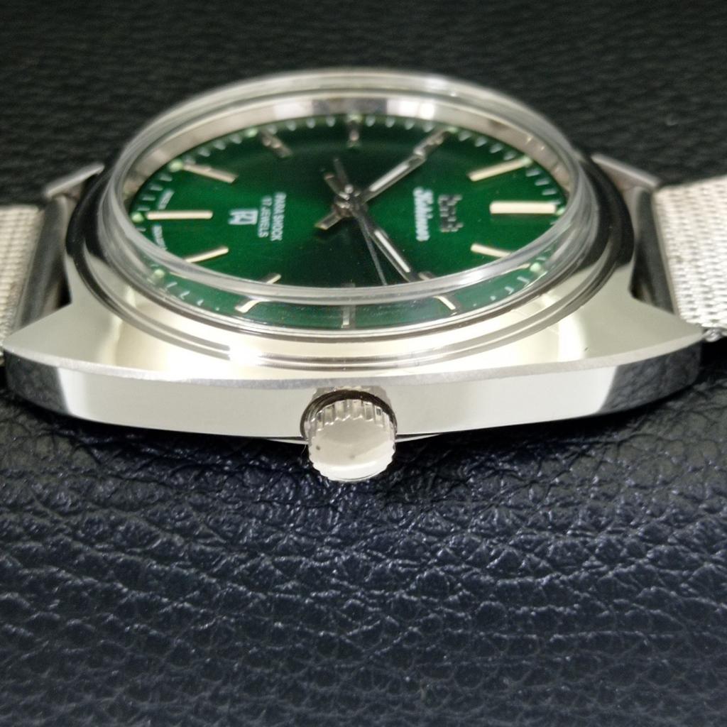 INDIAN VINTAGE HMT KOHINOOR HAND-WINDING MENS GREEN COLOR DIAL WATCH a440942-4 HT-a440942
