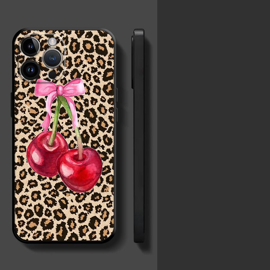 

Leopard Cherry Funda Phone Cover Phone Case for Apple iPhone 17 Pro Max Air XR XS MAX 16 14 15 Pro 7 8 12 17e 11 13 iPhone 12