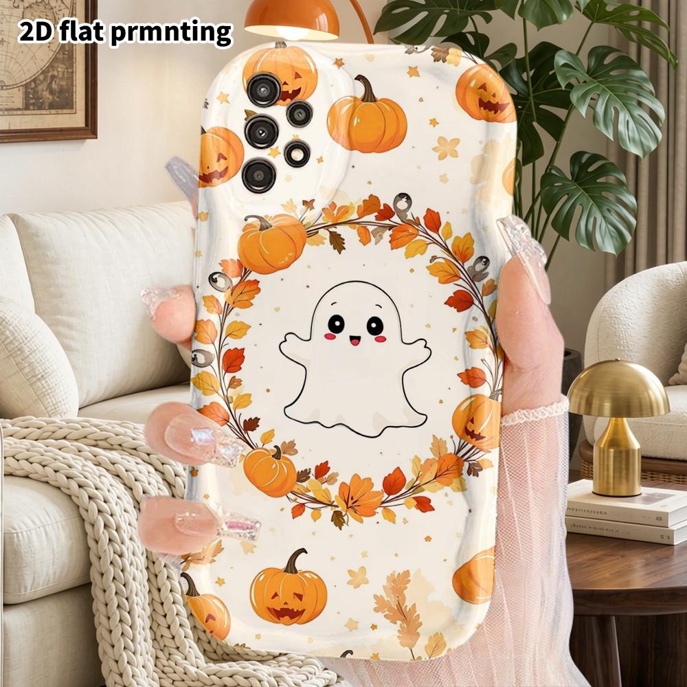 Phone Case: 2D Flat Samsung Galaxy A34 A35 M05 M06 S20 S22 S21 FE Plus 5G Protective Case, Couple Style, Pumpkin Wreath, Christmas and Halloween Gift