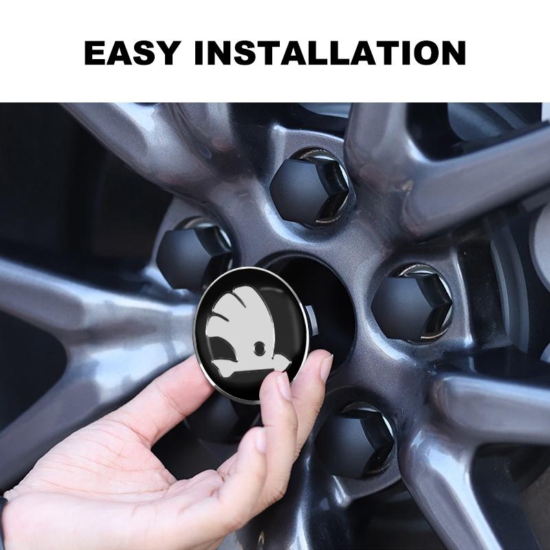 WMTY7 4pcs 56mm Car Emblem Wheel Hub Caps Center Cover Sticker Decoration For Skoda Octavia Superb Rapid Kodiaq Karoq Fabia Roomster