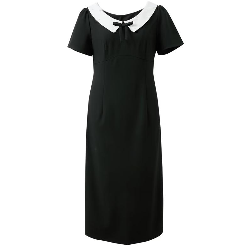 Plus Size Black Short Sleeve Straight Dress