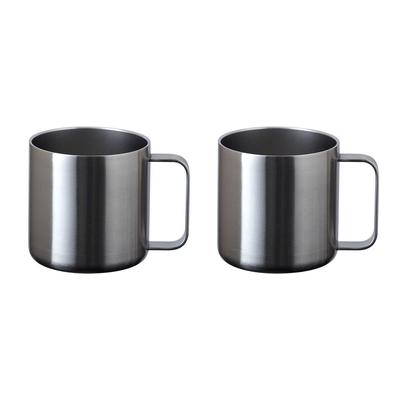 Atlas Steel Vacuum Insulated Large Keeps Hot or Smooth Perfect for Camping 2-Piece Dishwasher-Safe All-Stainless Mugs, 400ml, Size, Cold, Mouth,