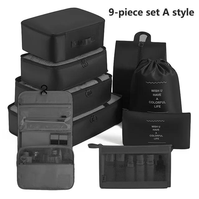 7-8-9-piece Set Travel Bag Organizer Clothes Luggage Travel Organizer Blanket Shoes Organizers Bag Suitcase Pouch Packing Cubes