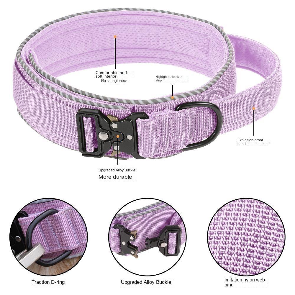 Adjustable Pet Dog Collar Polyester Fiber Pet Reflective Collar Dog Training Collar  Outdoor