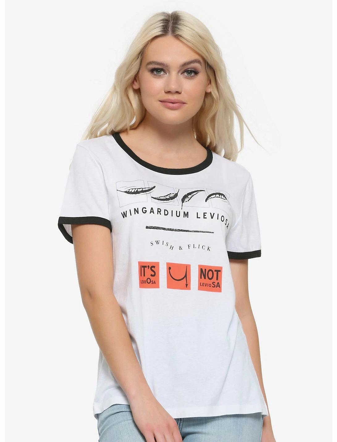 Harry Potter Juniors Wingardium Leviosa Ringer T-Shirt New XS, S, M, L, XL, 2XL S