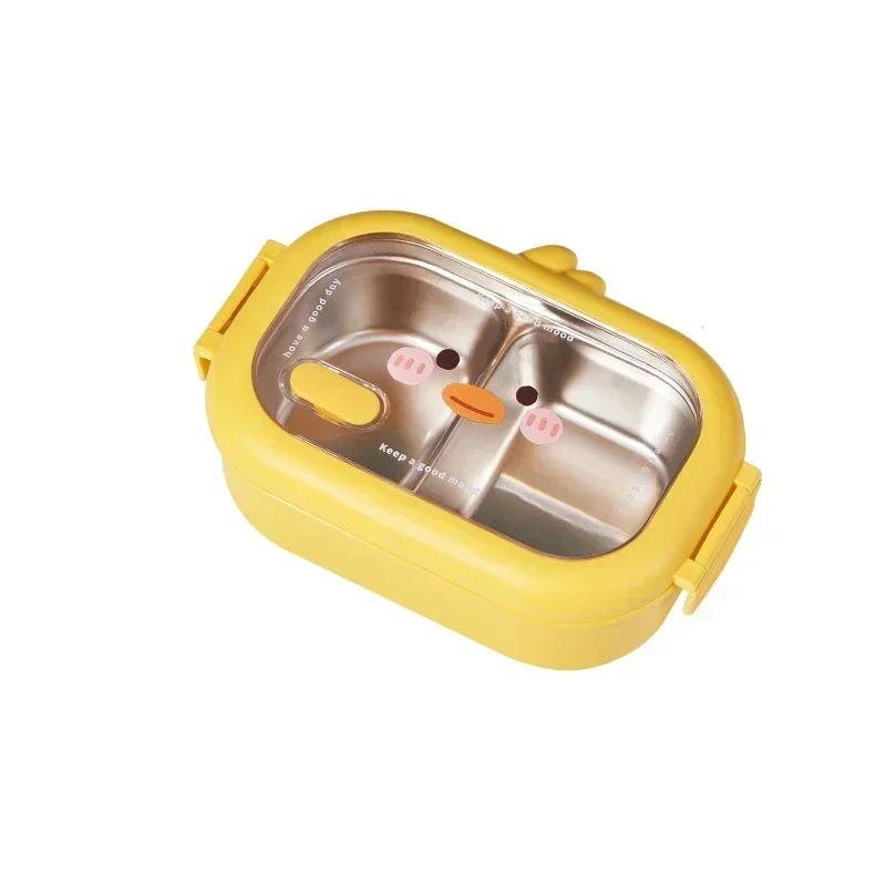 Edelstahl Bento Lunchbox Kinder Schule Bento Box Kinder Versiegelt Niedlich Tragbarer Lebensmittelbehälter Getrennte Beheizbare Lunchbox