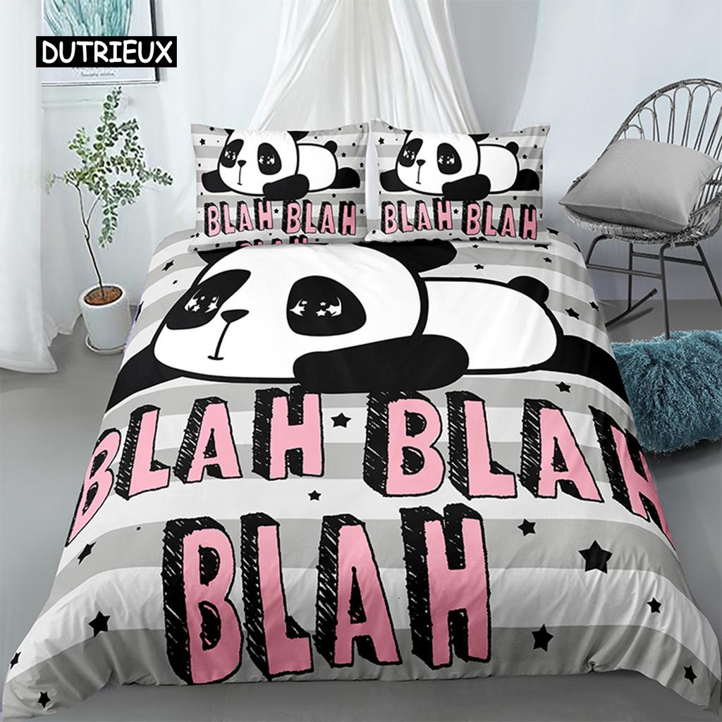 Panda Printed 2/3pcs Bedding Set Bamboo Duvet Cover For Adult Child Bedclothes And Pillowcases Comforter Covers Bed Sets