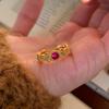Chinese Style Cloisonne Enamel Floral Window Ring for Women Vintage Palace Inspired Adjustable Open Band