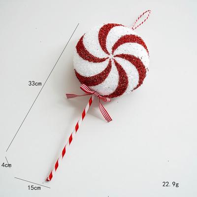 Nieuwe Schuimvlokken Simulatie Lollystok Decoratie Rood Witte Stokken Kerst Fluweel Hangende Lolly's Kerst Vlokken Fluweel Hanger