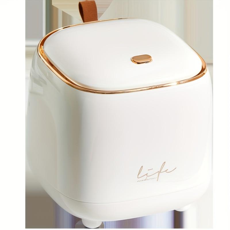 

1 шт. 1,5 л Настольная мини-мусорка с нажимной крышкой для кухни, ванной, спальни, офиса, домашний декор и хранение белый