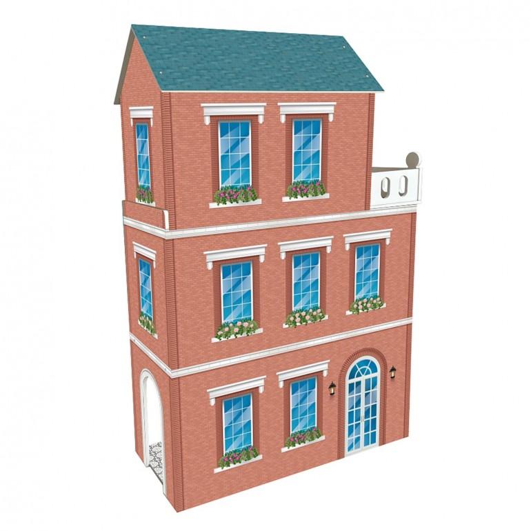 DEQUBE D00181 Three-story Wooden Dollhouse
