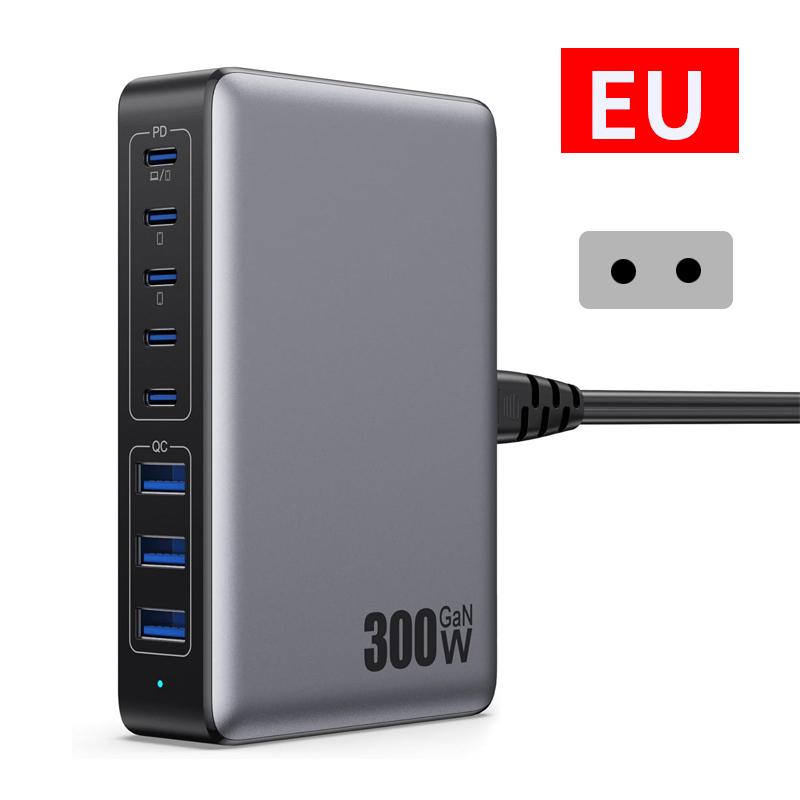 300W USB C Notebook Fast Charging Charger Laptop Tablet Type C Plug Pad PD Adapter Travel Phone USB Charging Station 8 Ports
