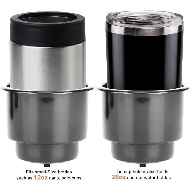 Amarine-Made (Set Of 5) Black Recessed Drop In Plastic Cup Drink Can Holder With Drain For Boat Car Marine Rv - Black