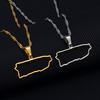 Anniyo Contour Puerto Rico Map Charm Pendant Necklaces Silver Color/Gold Color PR Puerto Ricans Jewelry #051021