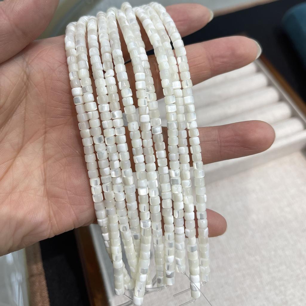 1String, White Natural Freshwater Shell Beads, 3×4mm, Horseshoe-shaped Round Shell Beads for DIY Jewelry Making 18cm