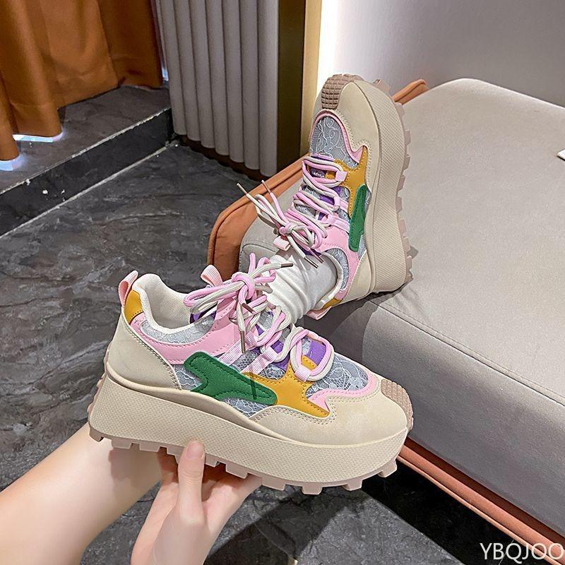 Simple Comfortable Thick Soled Height Increasing Running Shoes Fashionable Versatile Women's Shoes New Spring Casual Sneakers