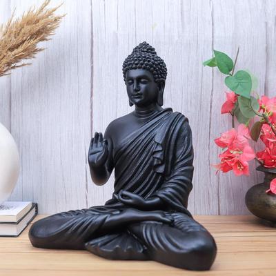 Polymarble Meditating Buddha Gautam Buddha Statue Lord Figurine/Idol/Murti Gift Items Showpiece For Homedecor Decoration Gifting (Buddha_7) Black