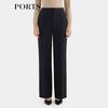 PORTS Women's Black Textured Wool Blend Straight-Leg Pants