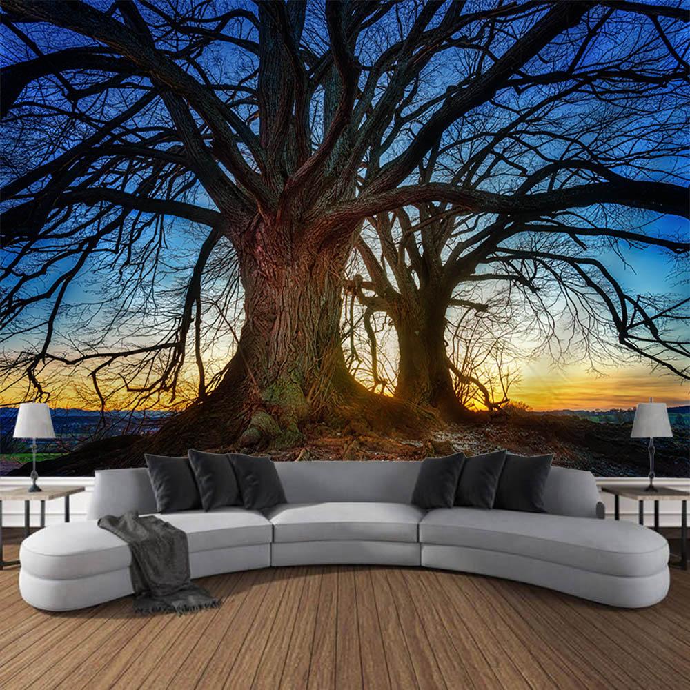 Natural Forest Tapestry Wall Hanging Home Art Decoration Hanging Painting Living Room Dormitory Outdoor Picnic Mat Bed Sheet