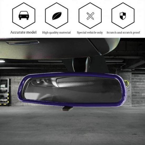 Car Interior Rear View Mirror Frame Trim Cover For Dodge Charger 2010+ Purple