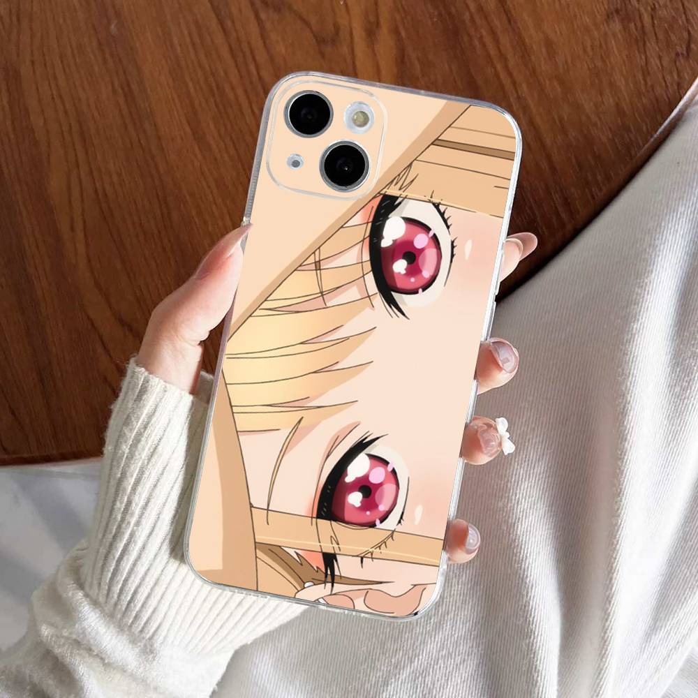 Cute Anime Big Eyes Girl Phone Case For iPhone 17 16 15 14 13 11 12 Pro Max Mini Plus Shockproof Transparent Soft TPU