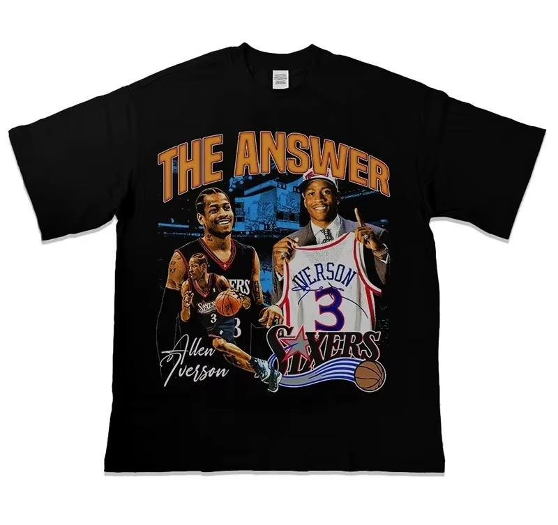 Summer Allentshirt Dual Pose Lightweight Cotton Harajuku Basketball Casual Outdoor Sports Fashion Daily Outfit Trend Wear