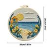 Landscape Stamped Cross Stitch Embroidery Kits with Hoop Cloth Color Thread